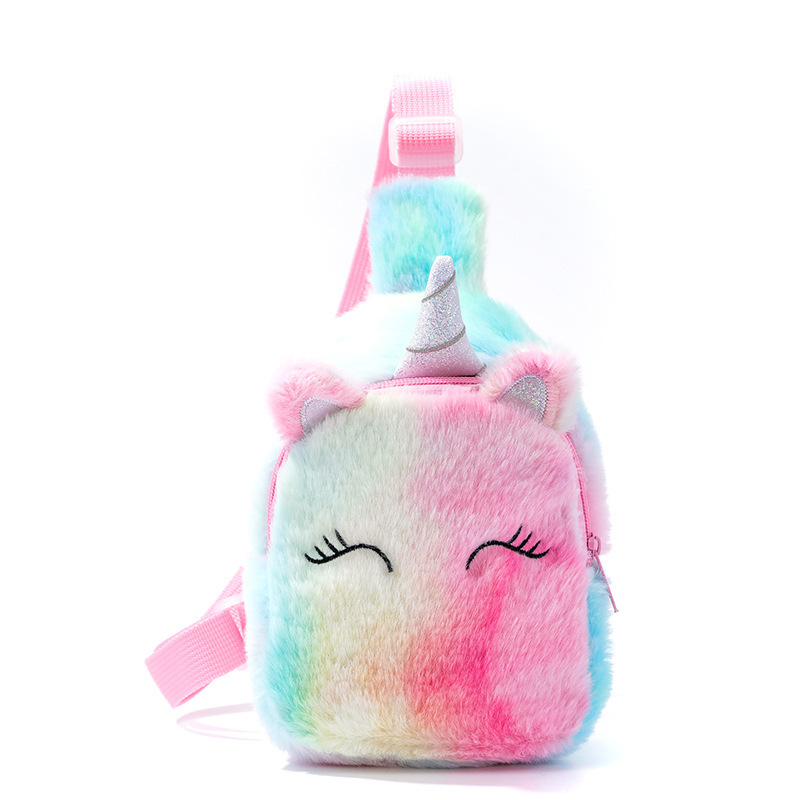 Pārrobežu jauna plecu soma, vienradža multfilmas stila bērnu krūšu soma, jauka meitenes mugursoma, maza maiņas mugursoma