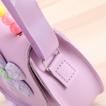 Bērnu monētu maciņš ar rozā ziedu pērļu rotājumu, meiteņu jautra mazuļa diagonālā plecu soma vairumtirdzniecības uzglabāšanai