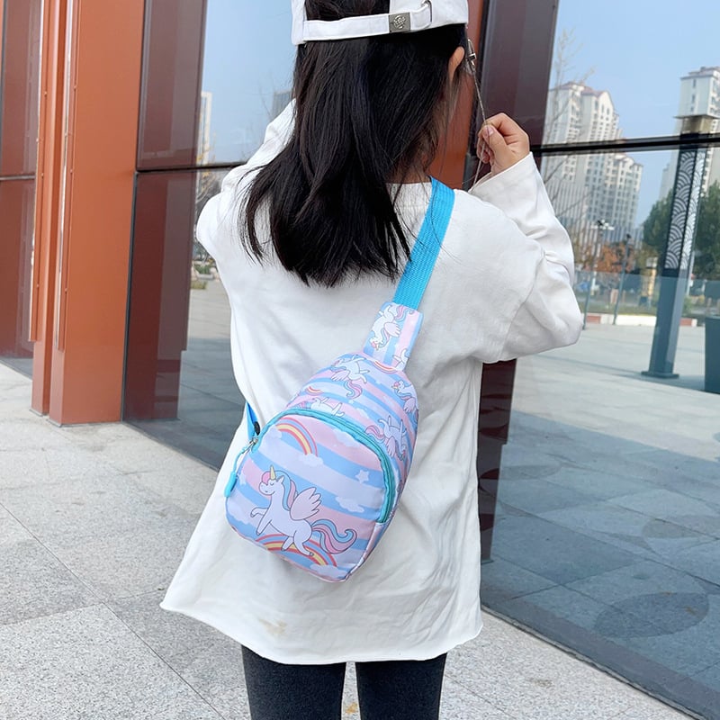 Modes apdrukāta bērnu krūšu soma 2025. gada jauna pavasara neilona meiteņu plecu maza soma, moderna, jauka, maza jostas soma