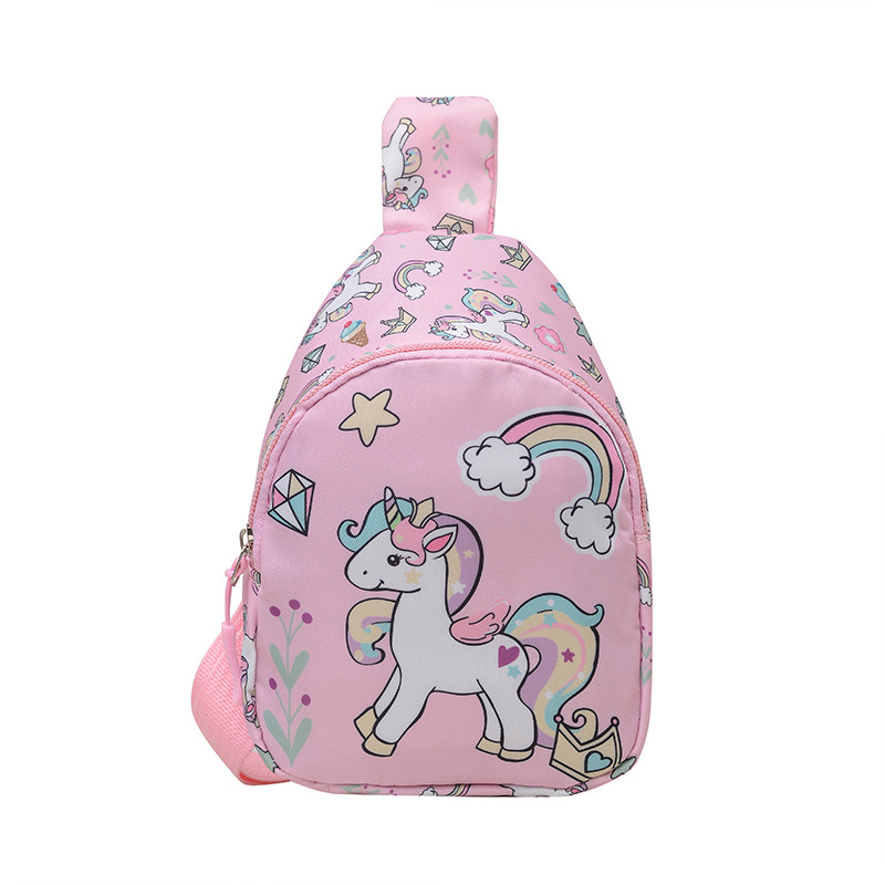 Modes apdrukāta bērnu krūšu soma 2025. gada jauna pavasara neilona meiteņu plecu maza soma, moderna, jauka, maza jostas soma