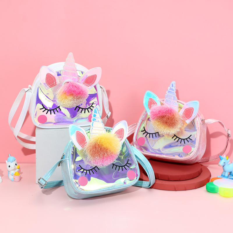 Geantă de călătorie Unicorn pentru copii, geantă crossbody pentru studenți drăguță, geantă de depozitare TPU, geantă de umăr cu desene animate la fața locului