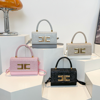 2024 m. paprastos tekstinės visų rungtynių rankinės, maža kvadratinė moteriška rankinė, rankinė per petį, pažastis, moteriška rankinė