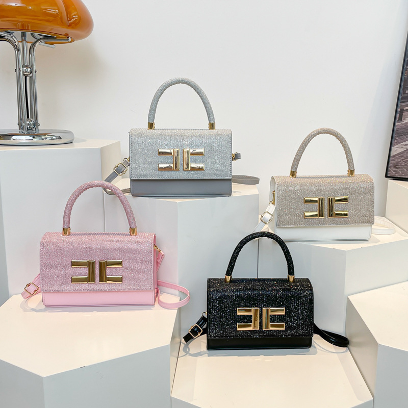 2024 m. paprastos tekstinės visų rungtynių rankinės, maža kvadratinė moteriška rankinė, rankinė per petį, pažastis, moteriška rankinė