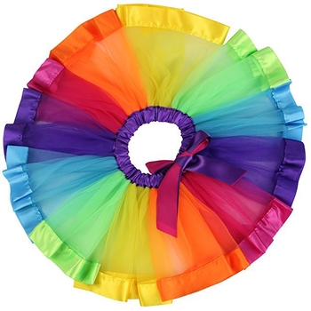 Φούστα Amazon με Ευρωπαϊκό και Αμερικανικό Ουράνιο Τόξο, Φούστα Mesh Tutu, Παιδική Φούστα Χορού, Φούστα για Κορίτσια, Φούστα Παράστασης Pontoon