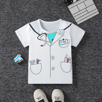 Tricou de vară cu mânecă scurtă pentru copii, cu imprimeu inedit, pentru băieți și fete, topuri cu mânecă scurtă în stil coreean pentru copii, distractiv și drăguț