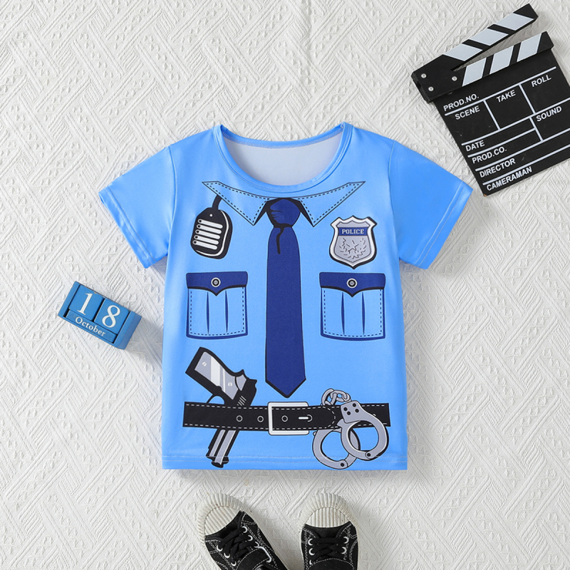 Tricou de vară cu mânecă scurtă pentru copii, cu imprimeu inedit, pentru băieți și fete, topuri cu mânecă scurtă în stil coreean pentru copii, distractiv și drăguț