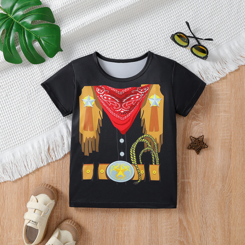 Tricou de vară cu mânecă scurtă pentru copii, cu imprimeu inedit, pentru băieți și fete, topuri cu mânecă scurtă în stil coreean pentru copii, distractiv și drăguț