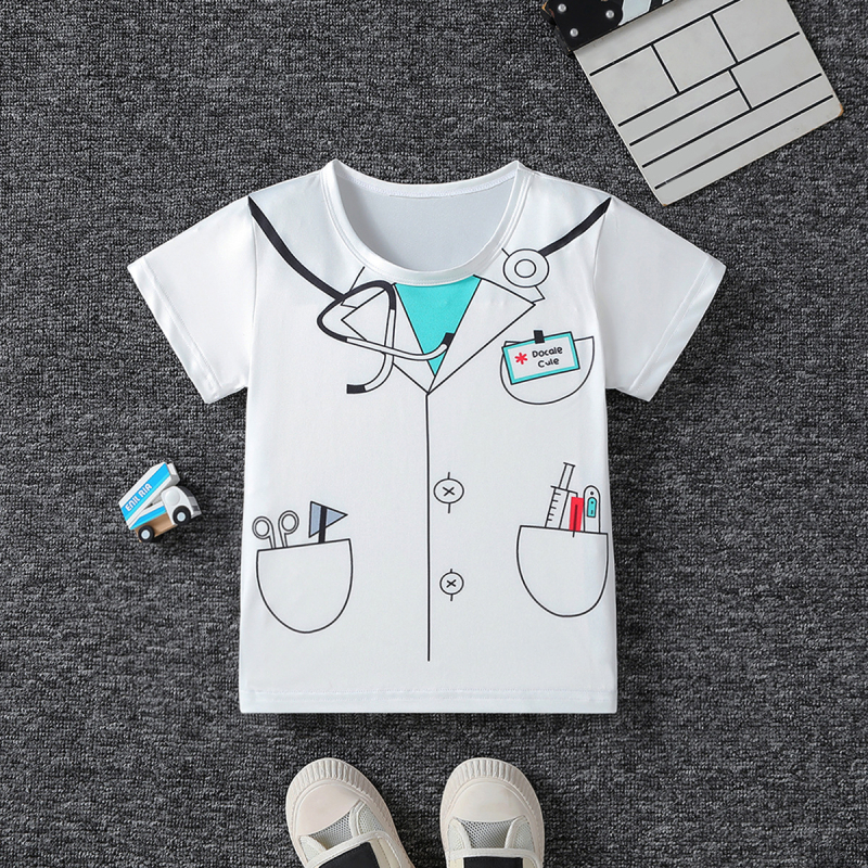 Tricou de vară cu mânecă scurtă pentru copii, cu imprimeu inedit, pentru băieți și fete, topuri cu mânecă scurtă în stil coreean pentru copii, distractiv și drăguț