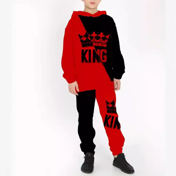 Παιδικά Ρούχα Αγοριών Φθινοπωρινό Φόρεμα με Κουκούλα Νέο Ευέλικτο και Όμορφο Σετ Δύο Τεμαχίων Άμεση Πώληση από το Εργοστάσιο Rb05-Rc01