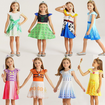 Piiriülesed tüdrukute seelikud 3-6-aastastele laste kleidid öösärgid printsess Elsa seeria halloweeni kostüümid laste rõivakollektsioon