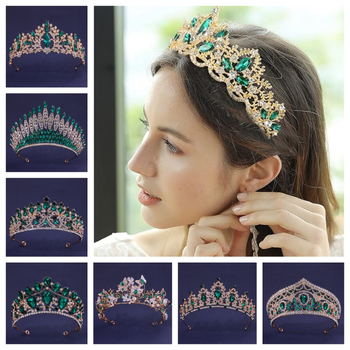 Tarptautiniai nuotakos karūnos plaukų aksesuarai, europietiški ir amerikietiški vestuvių vakarienės baroko stiliaus cirkonio karūnos plaukų juostos plaukų aksesuarai