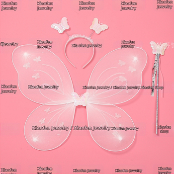 Naujas „Wings Butterfly“ vaikų nugaros dekoracija, stebuklinga lazdelė, galvos apdangalas, gėlė, fėja, žaislas, vaikams, trijų dalių rinkinys, gamyklos didmeninė prekyba