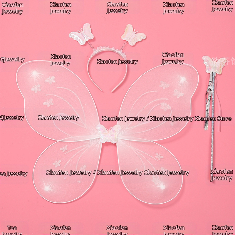 Naujas „Wings Butterfly“ vaikų nugaros dekoracija, stebuklinga lazdelė, galvos apdangalas, gėlė, fėja, žaislas, vaikams, trijų dalių rinkinys, gamyklos didmeninė prekyba