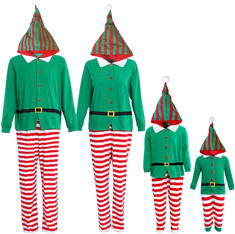 Costum casual pentru petreceri de Crăciun europene și americane, Parin-child, verde, imprimat, rochie cosplay, pijamale de joacă