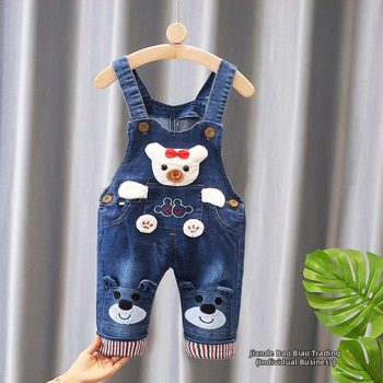 Βρεφικό παντελόνι με τιράντες στην πλάτη, τζιν, λεπτό στυλ άνοιξης/φθινοπώρου, βρεφικό σύνολο άνοιξης/φθινοπώρου, παιδικό στυλ western για κορίτσια, 0-1-2-3 ετών, παιδική φόρμα για αγόρια με μακριά παντελόνια