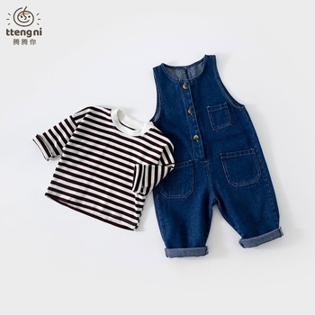 Βρεφικές τιράντες ανοιξιάτικες και φθινοπωρινές γυναικείες ολόσωμες φόρμες Treasure, παιδικά casual παντελόνια, βρεφικά ανδρικά παντελόνια Treasure, παιδικά τζιν παντελόνια για κορίτσια, φθινοπωρινά παντελόνια