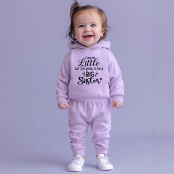 Διασυνοριακό εργοστάσιο εξωτερικού εμπορίου άμεσες πωλήσεις παιδικών ενδυμάτων νέα παιδικά κοριτσάκια με κουκούλα, πουλόβερ με γράμματα και παντελόνι με κοστούμι