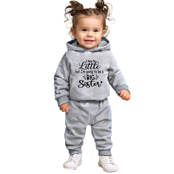 Διασυνοριακό εργοστάσιο εξωτερικού εμπορίου άμεσες πωλήσεις παιδικών ενδυμάτων νέα παιδικά κοριτσάκια με κουκούλα, πουλόβερ με γράμματα και παντελόνι με κοστούμι