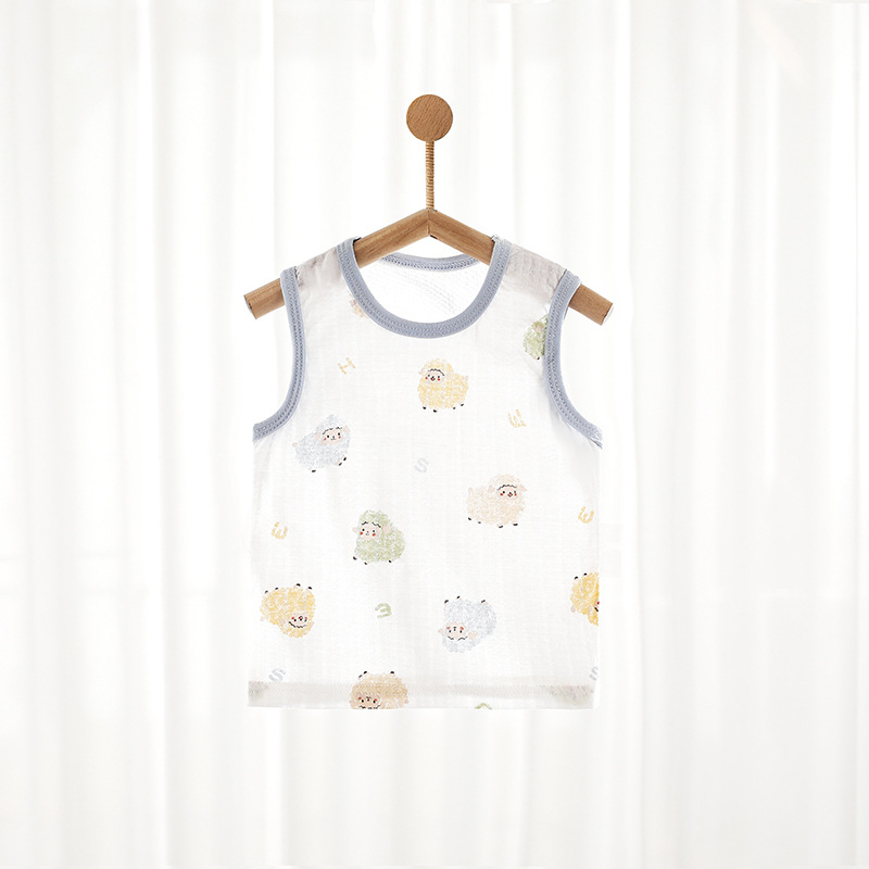 Dječji prsluk, ljetni tanki pamučni prsluk za dječake i djevojčice, bez rukava, prozračni, za zaštitu trbuha, ležeran prsluk
