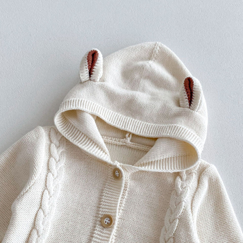 Φθινοπωρινό νέο μωρό από βαμβακερό νήμα πλεκτό πουλόβερ αναρρίχησης για αγόρια και κορίτσια μωρό Stylisch χαριτωμένο με κουκούλα Jumpsuit