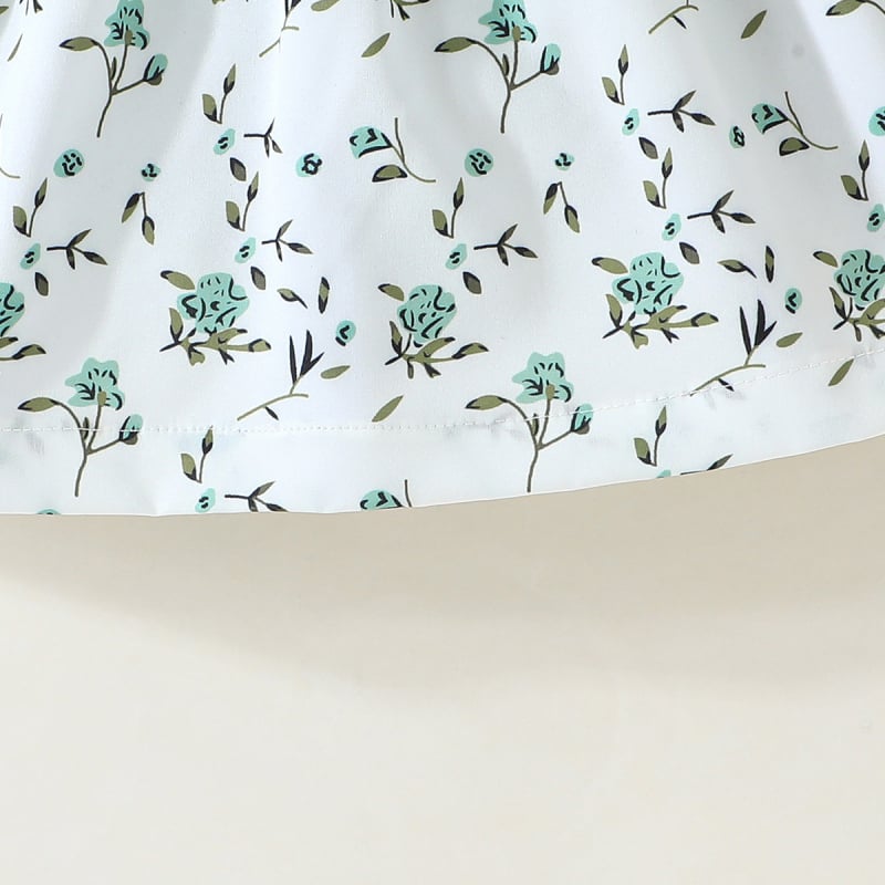 Sukňa s okrúhlym výstrihom a ozdobnými ramienkami, kvetinová sukňa + šatka, roztomilá a módna čipkovaná sukňa pre bábätká, veľkosť 1~3