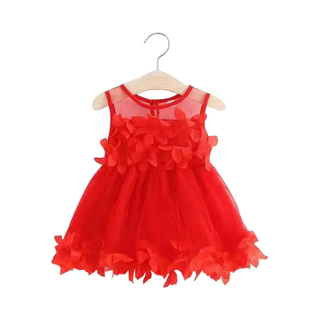 Rochie de vară pentru fete, 2022, nouă, pentru copii, îmbrăcăminte cu plasă goală, vestă, culoare solidă, fustă fără mâneci cu flori tridimensionale