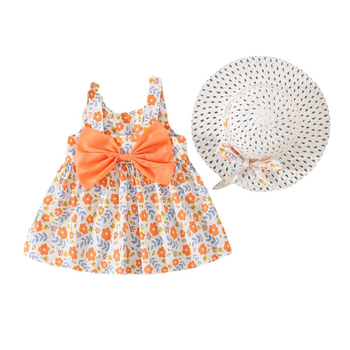 Rochie de fete cu glugă, stil coreean, vară 2023, stil coreean, cu fundă în spate și flori, prințesă, curea