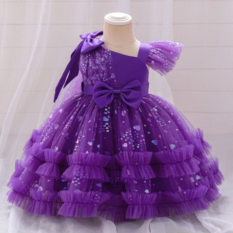 Europa și Statele Unite ale Americii rochie nouă pentru fete, rochie cu burete și mărgele, cu bowknot din plasă, pufoasă, rochie de spălat pentru bebeluși de un an