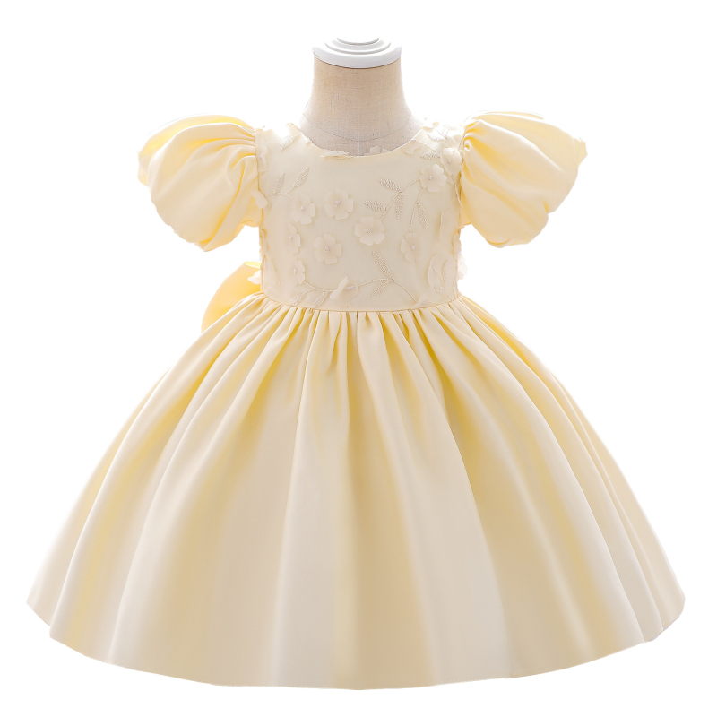 Határokon átnyúló új, puffos ujjú kislány egyéves ruha Amazon Catwalk zongoraelőadásra tervezett gyermekruha hercegnői ruhában