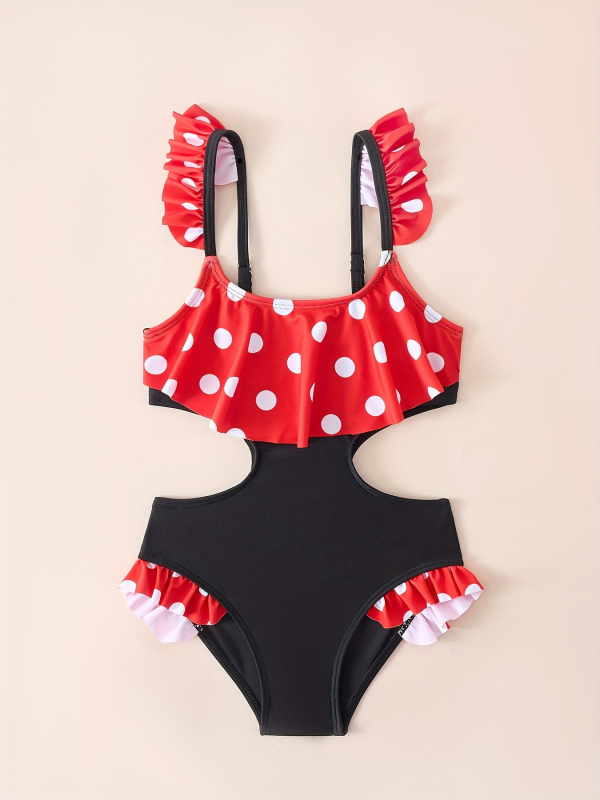 Dievčenské plavky s volánikovými okrajmi a kresleným vzorom rybích šupin, detské športové plavky s ochranou pred slnkom pre malú princeznú