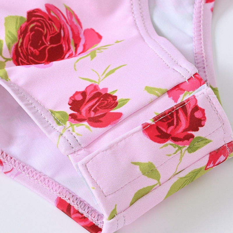 2024 Nové detské plavky v štýle Cross Border Fresh, plavky Flower Harper s dlhým rukávom a opaľovacím krémom, dievčenské plavky