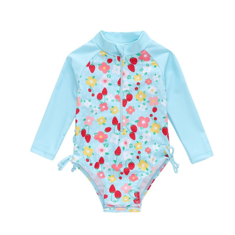 2024 Nové detské plavky v štýle Cross Border Fresh, plavky Flower Harper s dlhým rukávom a opaľovacím krémom, dievčenské plavky