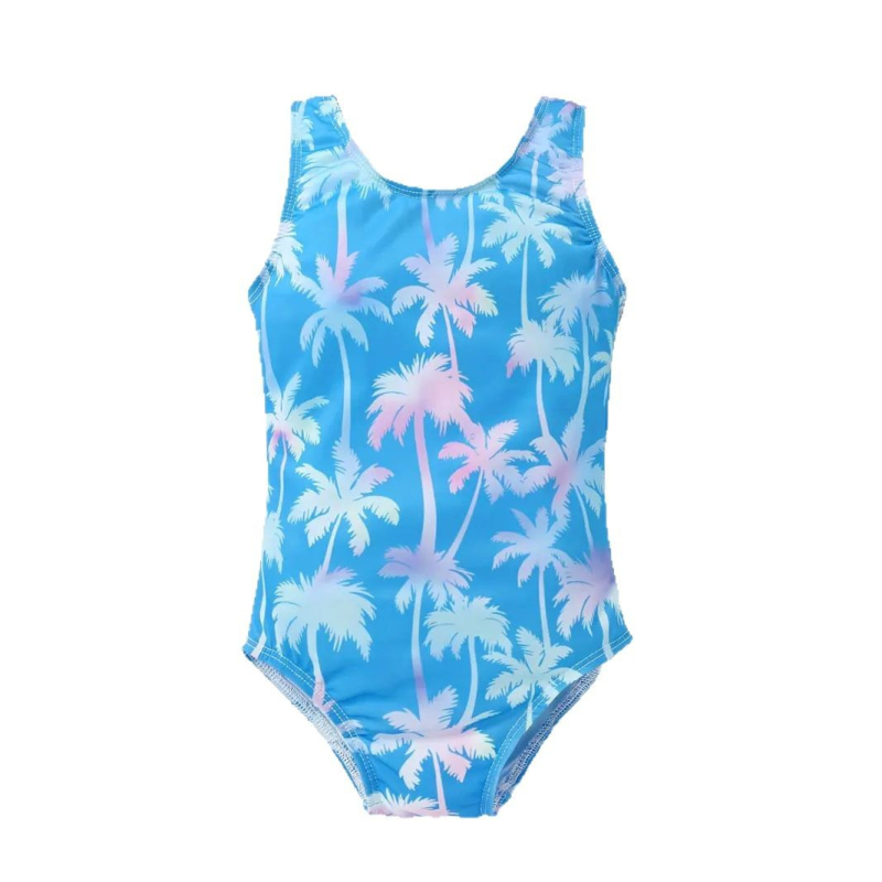 Väliskaubanduse armas moodne koomiksiprintsess-tüdruk trükitud ühes tükis ujumistrikoo lumehelveste trükitud laste basseinipeo ujumistrikoo