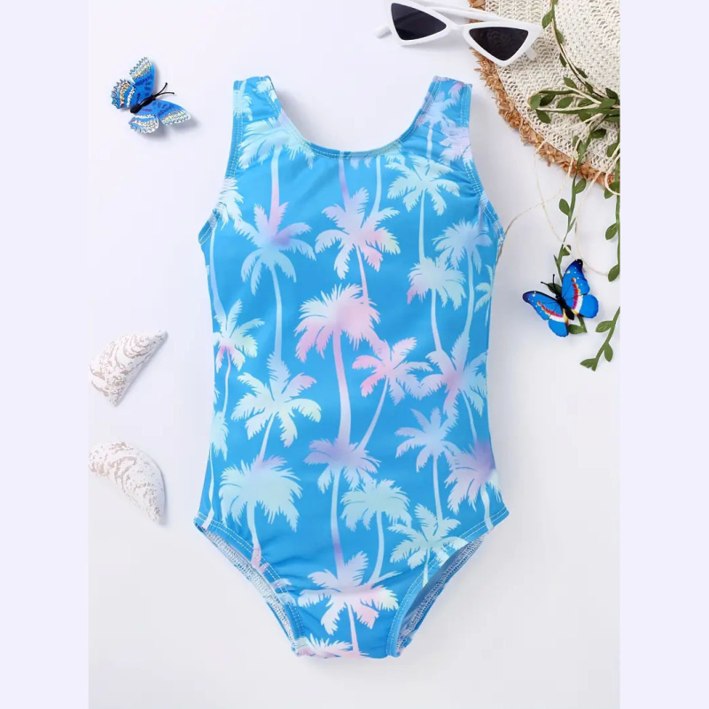 Väliskaubanduse armas moodne koomiksiprintsess-tüdruk trükitud ühes tükis ujumistrikoo lumehelveste trükitud laste basseinipeo ujumistrikoo