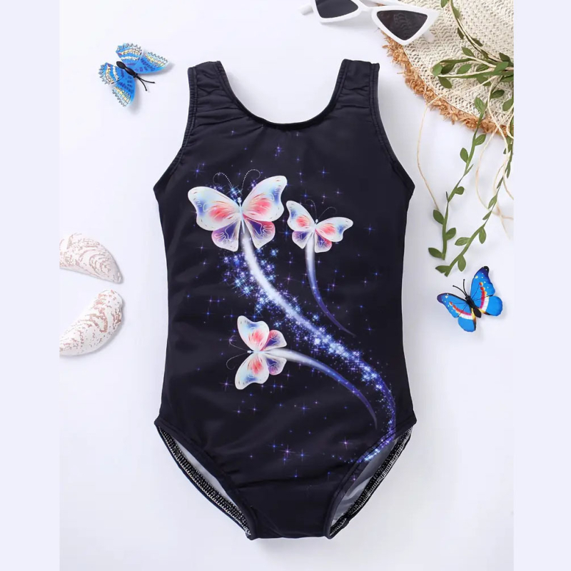 Väliskaubanduse armas moodne koomiksiprintsess-tüdruk trükitud ühes tükis ujumistrikoo lumehelveste trükitud laste basseinipeo ujumistrikoo