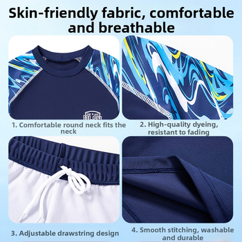 Σετ μαγιό για αγόρια, κορεάτικο στυλ, μαγιό παραλίας καμουφλάζ, μεσαίου και μεγάλου μεγέθους, παιδικό μαγιό προπόνησης φοιτητών που στεγνώνει γρήγορα