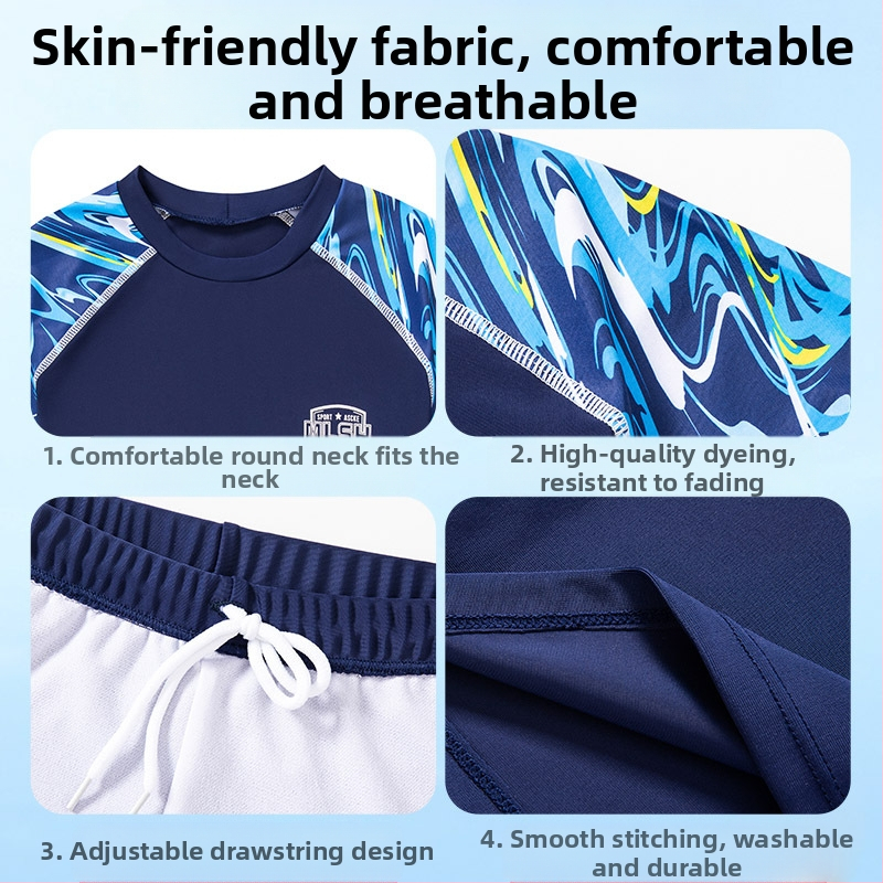 Chlapčenské plavky v kórejskom štýle, maskáčové plážové plavky, stredné a veľké detské rýchloschnúce študentské tréningové plavecké plavky