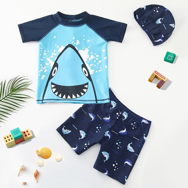 Costum de baie cu desene animate Shark, costum de baie pentru băieți, dintr-o bucată, costum de baie pentru plajă, izvoare termale, înot, copii, costum de baie en-gros