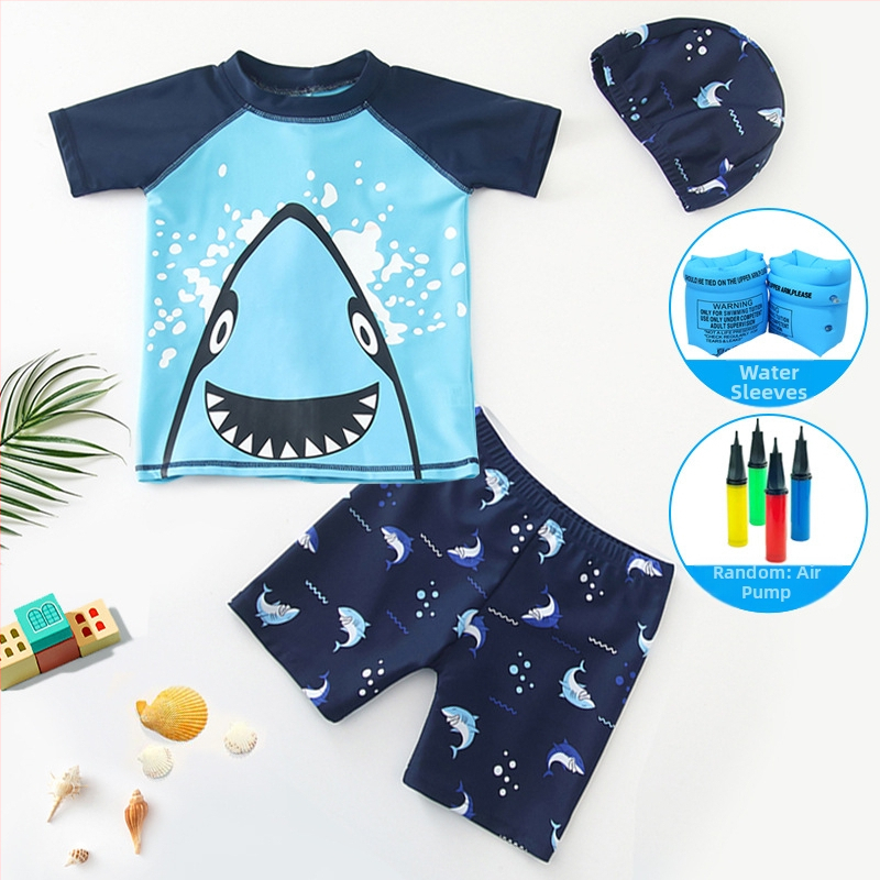 Costum de baie cu desene animate Shark, costum de baie pentru băieți, dintr-o bucată, costum de baie pentru plajă, izvoare termale, înot, copii, costum de baie en-gros