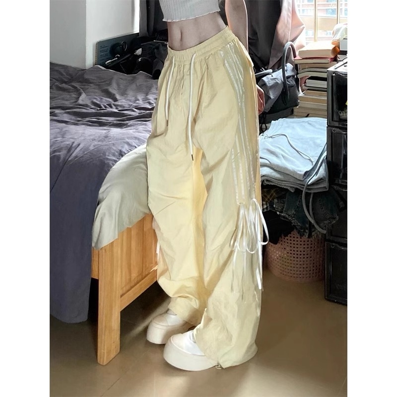 Pantaloni casual de culoarea arcului cu vânt, direct din fabrică, pentru bărbați și femei, de vară, cu dopamină, cu picior larg, pentru comerț exterior