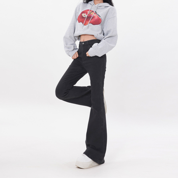 Americký štýl s vysokým pásom, jar a jeseň 2025, úzky strih, elastické rozšírené nohavice pre ženy, všestranné džínsy s bootcut strihom na dochádzanie