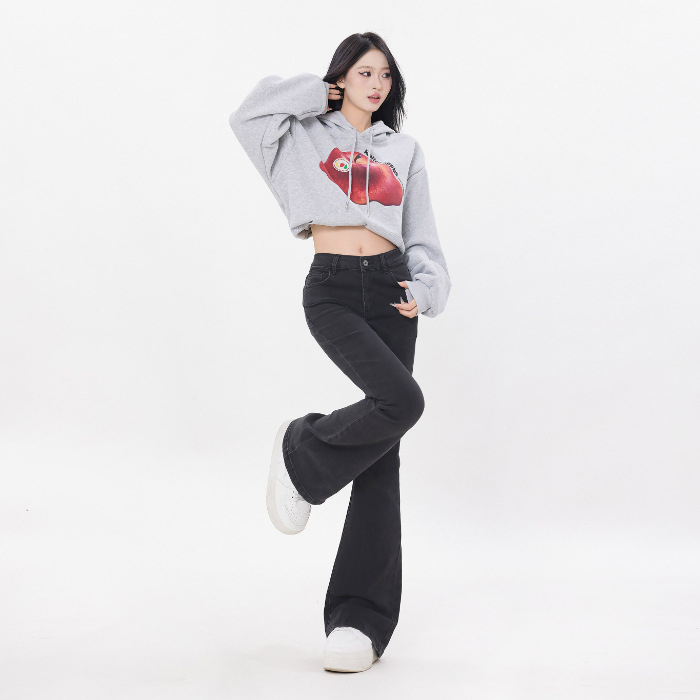 Americký štýl s vysokým pásom, jar a jeseň 2025, úzky strih, elastické rozšírené nohavice pre ženy, všestranné džínsy s bootcut strihom na dochádzanie