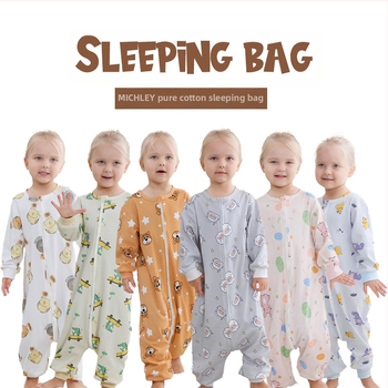 Detské jednodielne pyžamo Michley z čistej bavlny, detský spací vak kategórie A, jednodielny overal s kreslenými motívmi, priedušný a pohodlný v lete