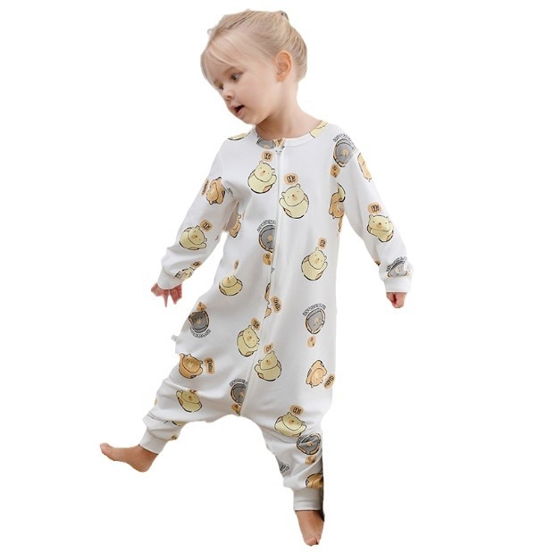 Detské jednodielne pyžamo Michley z čistej bavlny, detský spací vak kategórie A, jednodielny overal s kreslenými motívmi, priedušný a pohodlný v lete