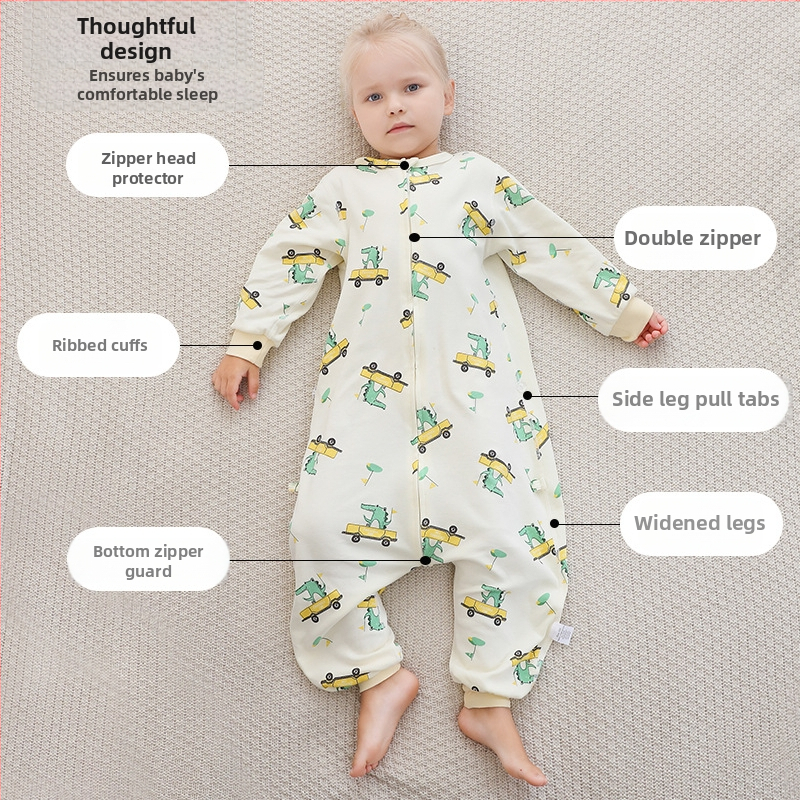 Detské jednodielne pyžamo Michley z čistej bavlny, detský spací vak kategórie A, jednodielny overal s kreslenými motívmi, priedušný a pohodlný v lete