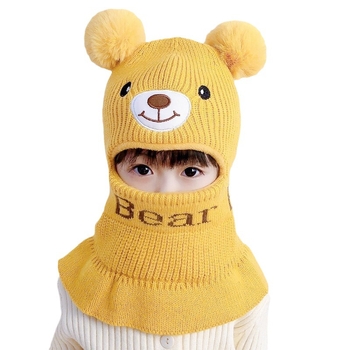 Laste müts ja kaela integreeritud sügis- ja talvepoistele ja tüdrukutele fliisvoodriga tuulekindel kõrvakaitse juuksepall beebile armas villane müts