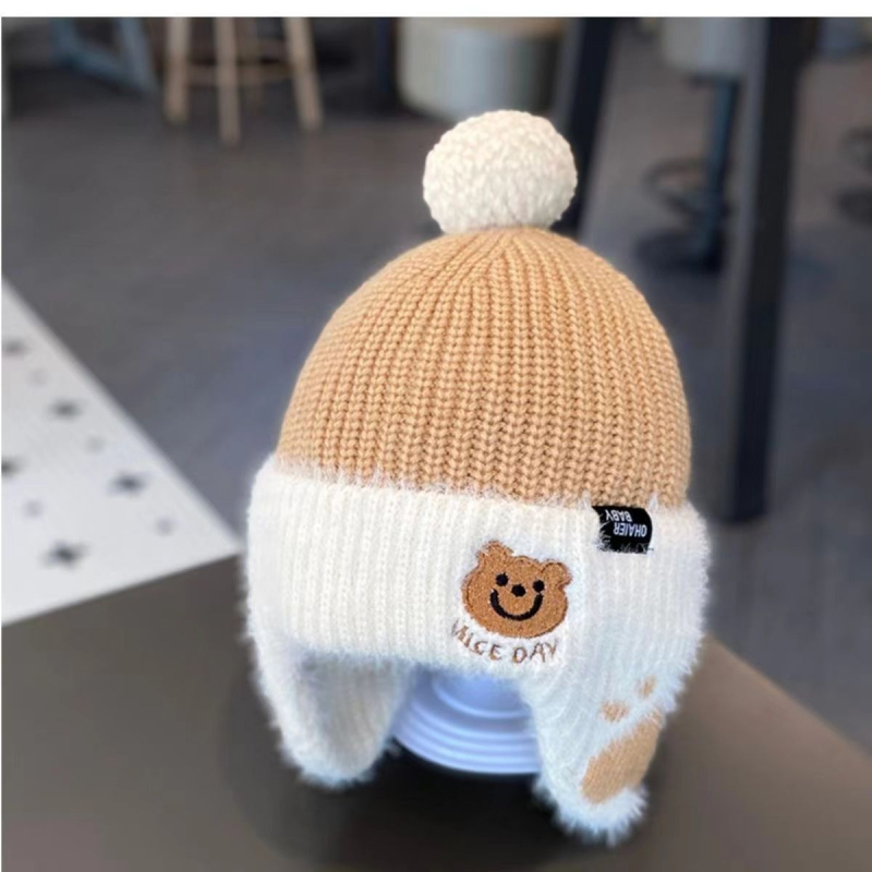 Talvine beebimüts kõrvade kaitsmiseks, sügis- ja talvine kootud karuvillast müts poistele, paksendatud ja soe