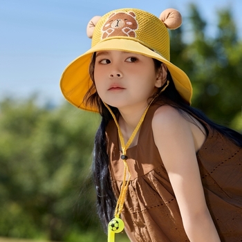 Laste päikesekaitsekreemiga müts, väike kollane müts, suvine ultraviolettkiirgusevastane beebivõrgust suur karniisvarjuga kalamehemüts poistele ja tüdrukutele