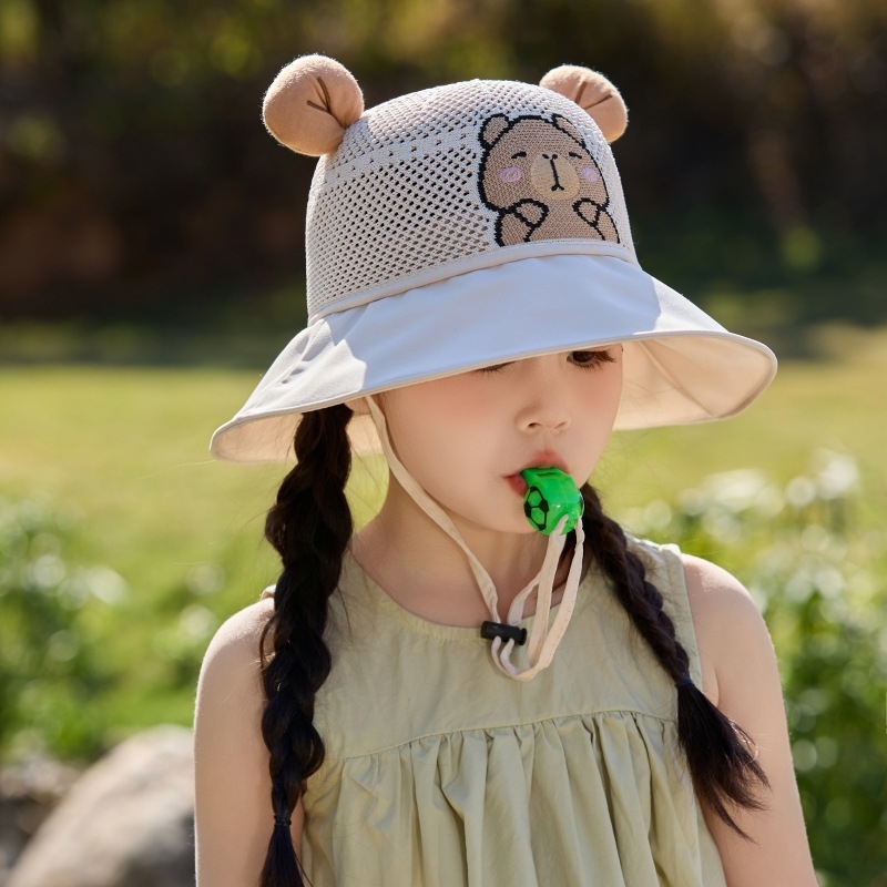 Laste päikesekaitsekreemiga müts, väike kollane müts, suvine ultraviolettkiirgusevastane beebivõrgust suur karniisvarjuga kalamehemüts poistele ja tüdrukutele