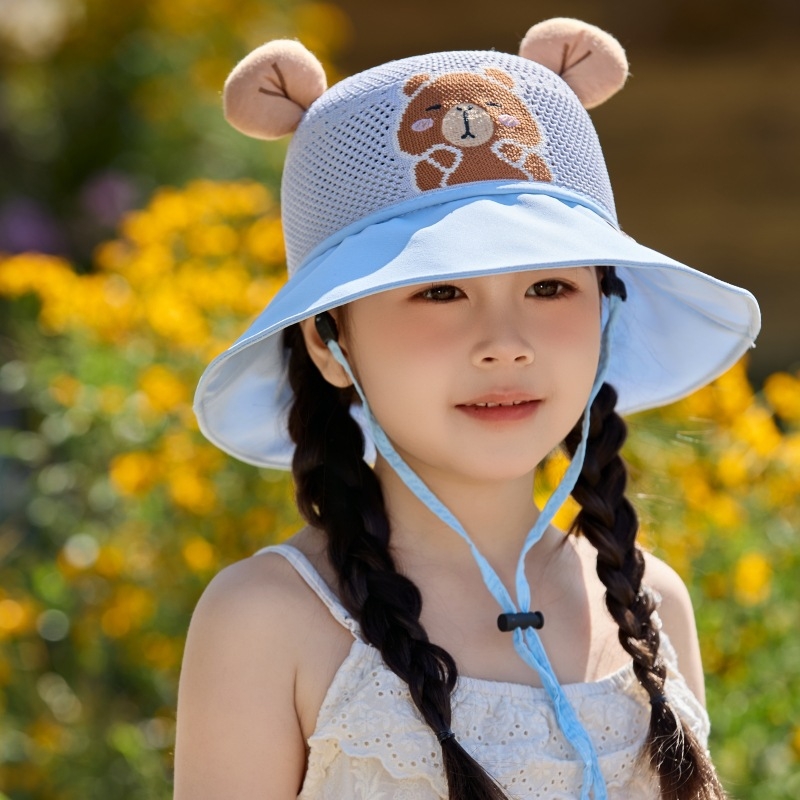 Laste päikesekaitsekreemiga müts, väike kollane müts, suvine ultraviolettkiirgusevastane beebivõrgust suur karniisvarjuga kalamehemüts poistele ja tüdrukutele